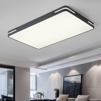 Natsen Deckenleuchte LED Deckenlampe, 192W, Voll dimmbar mit Fernbedienung, 3000K-6000K, Warmweiß bis kaltweiß, Rechteckig Leuchte für Wohnzimmer, Gastzimmer, Büro Schwarz 90x60x5cm
