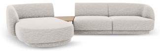 Micadoni Modulares Sofa Miley mit Recamiere 3-Sitzer Links Chenille Hellgrau