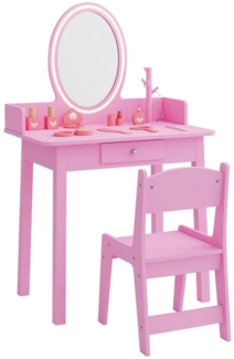 KOMFOTTEU Schminktisch Kinder (Set, 2-St), Spiegel, LED-Beleuchtung & Stuhl
