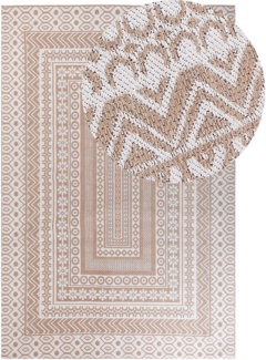 Teppich Jute beige weiß 200 x 300 cm geometrisches Muster Kurzflor BAGLAR