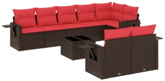 vidaXL 9-teiliges Gartensofa-Set mit Kissen, braun, Polyrattan 3220433