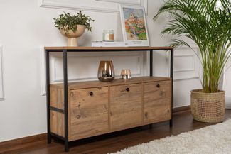 Konsole, 'Solace', 77 x 29,5 x 120, Atlantische Kiefer, Schwarz