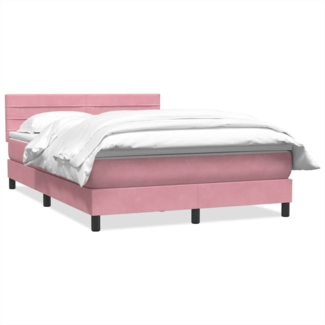 vidaXL Boxspringbett mit Matratze Rosa 140x210 cm Samt 3316310