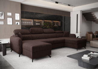 AX LIVING Ecksofa mit Schlaffunktion Ribella 5 345cm schokobraun U-Form