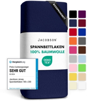 Jacobson Spannbettlaken BOXSPRING & ÜBERLÄNGE aus 100% Baumwolle, für hohe & lange Matratzen, Jersey Bettlaken 160 g/m², OEKO-TEX®