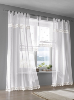 Rollo Raffrollo, heine, halbtransparent, Schlaufenaufhängung