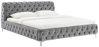 riess-ambiente Polsterbett MODERN BAROCK 160x200cm grau Samt – Barock Stil, Kopfteil, Doppelbett (Einzelartikel, 1-tlg), Chesterfield Design, Französisches Bett, bequemes Ehebett, Glamour