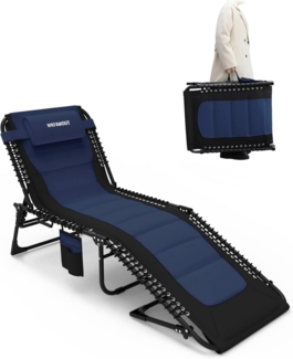 Klappbare Sonnenliege Gartenliege 5-fach verstellbar 190x59CM Navy