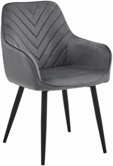 Valora WAAV Esszimmerstuhl - Dunkelgrauer Samt mit schwarzen Beinen x 1