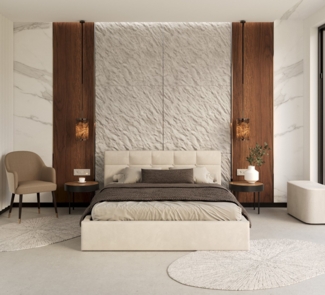 FDM Polsterbett Bettrahmen Bettgestell 90x200, 120x200, 140x200, 160x200, 180x200cm (MADE IN EU - mit hochwertigem Velours Bezug Trinity, Bettrahmen, Bett, Optional mit Matratze bestellbar, mit großen gepolsterten Kopfteil, mit Bettkasten zum aufklappe...