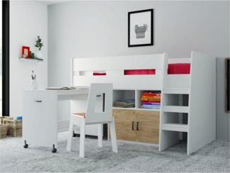 HTI-Living Kinderbett Bett 90x200 cm Hochbett mit Schreibtisch (Stück, 1-tlg, 1 Bett mit Leiter Schreibtisch und Schrank), mit ausziehbarem Schreibtisch und Schrank