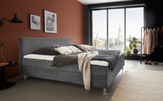 ATLANTIC home collection Boxbett inklusive Rost und H3 Federkernmatratze, TFK, Dunkelgrau, 140x200 cm