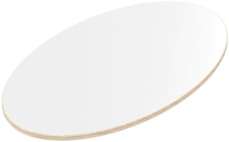 Multiplexplatte Holzplatte Tischplatte Ellipse melaminbeschichtet weiß - Größe 80 x 40 cm - Höhe 1,8 cm - Farbe weiß