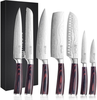 XL Premium Messerset 7-teilig Profi Kochmesser Küchenmesser Sehr Scharfe Klinge