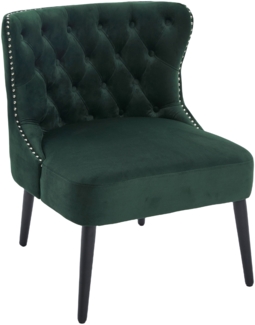 LVHOM Polsterstuhl aus Samt, Esszimmerstühle mit Knopfheftung, ohne Armlehnen, Massivholz Beine, Für Wohnzimmer, Büro & Schlafzimmer, Grün