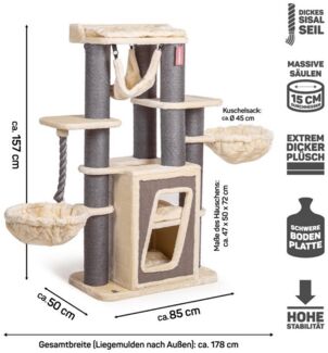 Canadian Cat Company Kratzbaum Hudson, grau/beige, ca. 50 x 178 x 157 cm