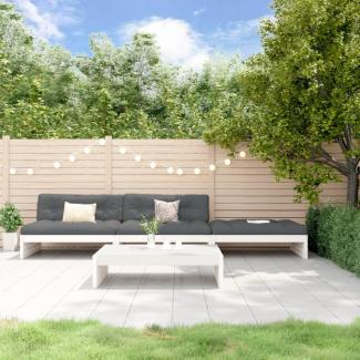 vidaXL 4-tlg. Garten-Lounge-Set mit Kissen Weiß Massivholz 3186138