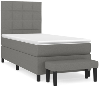 vidaXL Boxspringbett mit Matratze Dunkelgrau 90x190 cm Stoff 3136558