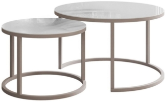 Lookway Couchtisch CIRI 2in1 GLASS KASCHMIR (2er-Set), Durchmesser: ⌀70 cm und ⌀50 cm