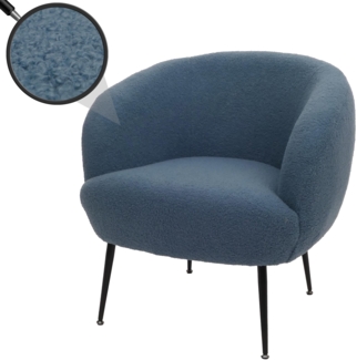 Lounge-Sessel HWC-O37, Cocktail-/Clubsessel Polstersessel Sessel, Stoff/Textil Bouclé (330g/m²) Metall MVG ~ blau
