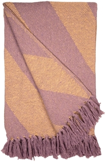 Decke Überwurf diagonale Streifen 100% Baumwolle 130x170 cm Skandinavisch Violett/Gelb