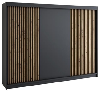 A&J MöbelLand Schwebetürenschrank IOSA 200 cm mit 4 Schubladen, und 3D Lamellen