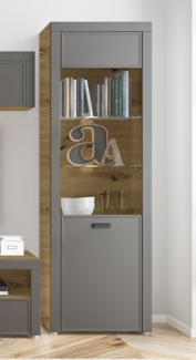 Standvitrine "Modena" Glasvitrine 50 cm artisan Eiche graphit matt