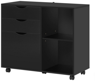 Woltu Rollcontainer, Aktenschrank mit 3 Schubladen, 5 Rollen, Büroschrank