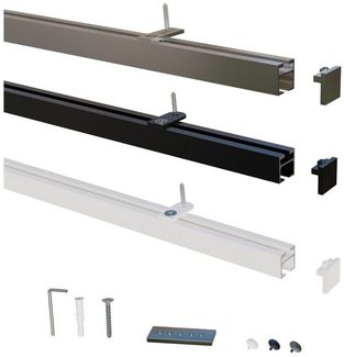 Gardineum Innenlaufschiene eckige Innenlaufstange/ Gardinenstange 20x20 mm mit Deckenträger