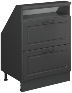 Küchenschrank für Dachschrägen R-Line Anthrazit Landhaus 60 cm mit 2 Schubladen Vicco