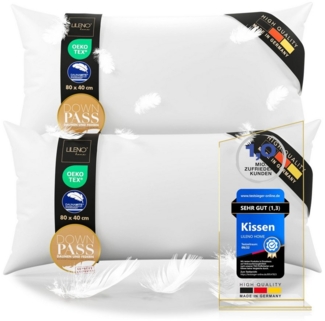 LILENO HOME 3-Kammer-Kopfkissen - Daunenkissen 40x80 & Daunenkissen 80x80 - langlebiges Baumwollkissen, Füllung: Außenkammern: 90% Daunen, 10% Federn, Innenkammer: 100% Entenfedern, Bezug: Baumwolle, Rückenschläfer, Seitenschläfer, Bauchschläfer, Spar-...