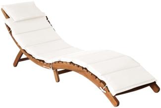 vidaXL Sonnenliege mit Auflage, Massivholz Akazie creme, 64 x 55 x 184 cm