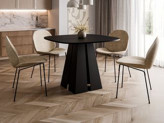 Compleo Esstisch Ø: 100cm oder 120 cm, Minimalistischer Tisch im Japandi-Stil TRENDI, Wohntrend, Metallbasis, TOP SELLLER, MADE IN EU