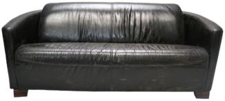 Casa Padrino Echtleder 3er Sofa Vintage Schwarz 165 x 85 x H. 69 cm