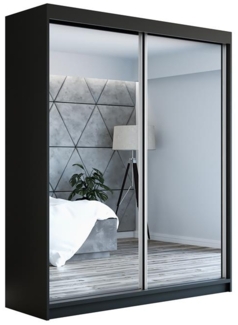 Schwebetürenschrank HARMONIA 2-türig Schrank 180 cm (mit Spiegel) Farbe: Schwarz