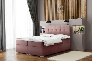 Boxspringbett Schlafzimmerbett 'ABELT', in Stoff Matt Velvet, Altrosa, 200x220 cm