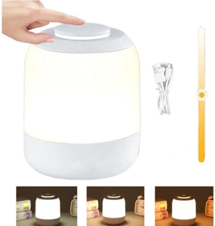 ibettertec Nachtlicht LED Nachtlicht LED Nachttischlampe, Dimmbar Atmosphäre Tischlampe, LED fest integriert, mit Touch-Sensor, Schlafzimmer Lampe, 3 Farben Tragbare Nachtlicht für Kinder/Erwachsene, für Treppenlich Kinderzimmer, Schlafzimmer
