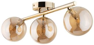 Licht-Erlebnisse Deckenleuchte MIEKE, ohne Leuchtmittel, Metall Rauchglas 47 cm 3-flammig G9 in Gold Bernstein