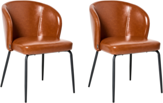 Esszimmerstuhl 2er Set ZANA Kunstleder Goldbraun