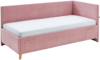 Basis-Liege mit Bettkasten Chicago / Cool , Stoff , Rosa , 98 x 90 x 208 cm