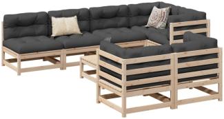 vidaXL 8-tlg. Garten-Sofagarnitur mit Kissen Massivholz Kiefer 3299346