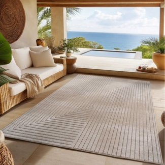 SIMPEX24 Outdoorteppich Skandinavischer 3D Design, Läufer, Höhe: 5 mm, Outdoor Teppich Wetterfest Modern Wohnzimmer Küchen Terrasse Balkon