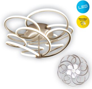 näve LED Deckenleuchte Rizado, Dimmfunktion, LED fest integriert, Warmweiß, Effizienzklasse: F, 3-Stufen dimmbar per Wandschalter, satin-nickel