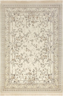 NOURISTAN Teppich Orientalischer Samt Teppich Fransen Antik Flowers Creme Beige, rechteckig, Höhe: 5 mm