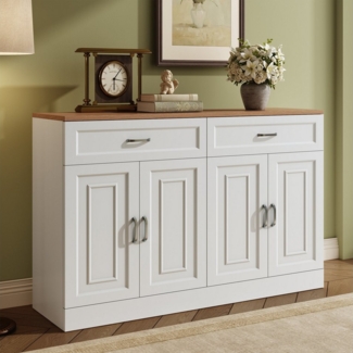 MODFU Sideboard Sideboard (Kommode, Anrichte, Esszimmerschrank, 1 St, 120 x 35 x 80,5 cm), mit Regalen, Rebounder