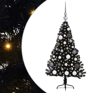 vidaXL Künstlicher vorbeleuchteter Weihnachtsbaum Schwarz 120 cm PVC 3397114