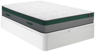 Vente-unique - Set aus Bettgestell mit Bettkasten + Taschenfederkernmatratze - 140 x 190 cm - Stärke 22 cm - Weiß - PRESTIGE von YSMÉE