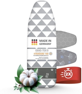 Arteneur Bügelbrettbezug, Made in Germany, OEKOTEX100, Zubehör für alle Bügeltische dank 5 Größen, Vergleichssieger, Hitzereflektierend, Gummizug