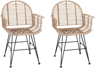 vidaXL Esszimmerstuhl 2 pcs Natur 57 x 54,5 x 85 cm Rattan und Eisen 42011558