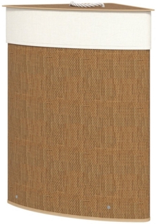 MC Star Wäschekorb Bambus mit Deckel 55 L Eck Wäschesammler mit herausnehmbarer (Wäschesack, Wäschebox Laundry Baskets für Badezimmer Waschküche Schlafzimmer Braun)